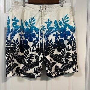 Nautica Blue and Black Board Shorts Tropical Swimwear